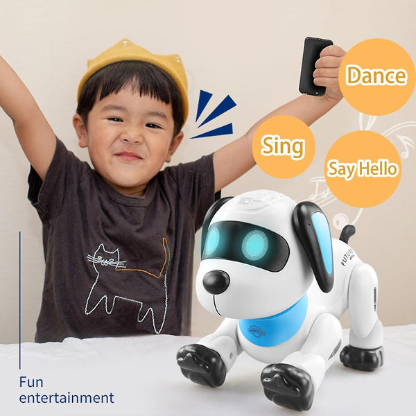 Electronic Robot Dog Stunt Dog Remote Control Programmable Touch Music Dancing Toy|RC Robot(White)WS18052