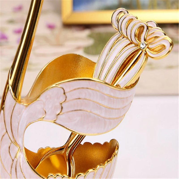 Zinc Alloy Swan Base Fork Spoon Stand Holder Fruit Tableware Kitchen Utensil|Cooking Tool SetsWS18632