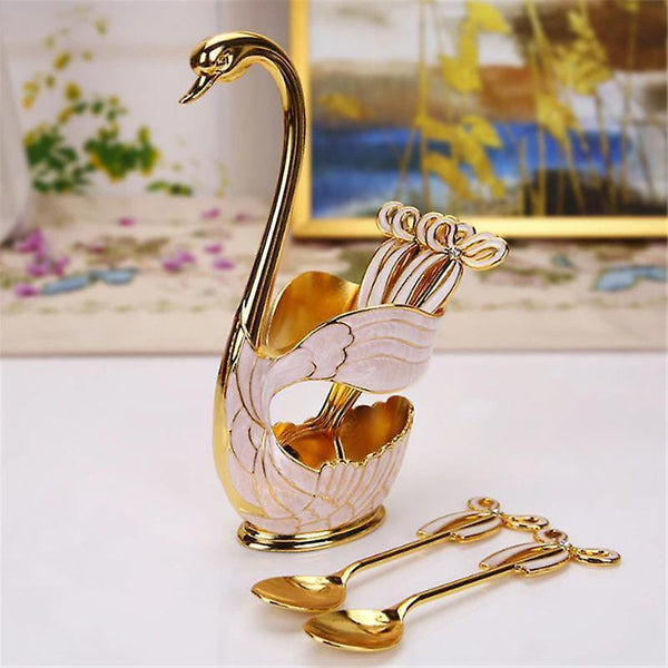 Zinc Alloy Swan Base Fork Spoon Stand Holder Fruit Tableware Kitchen Utensil|Cooking Tool SetsWS18632