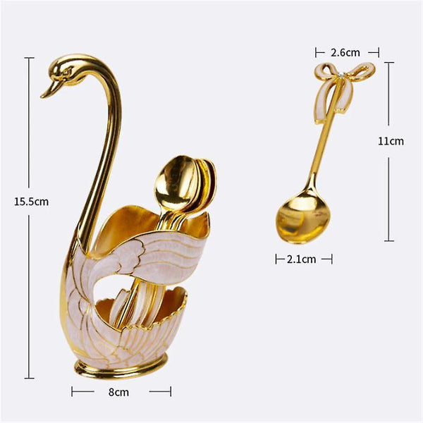 Zinc Alloy Swan Base Fork Spoon Stand Holder Fruit Tableware Kitchen Utensil|Cooking Tool SetsWS18632