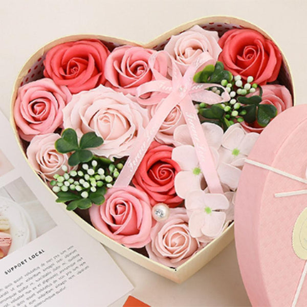 Soap Flower Gift Box Rose Flower Gift Wedding Christmas Heart Gifts Box for Valentine Day (Purple)WS18800