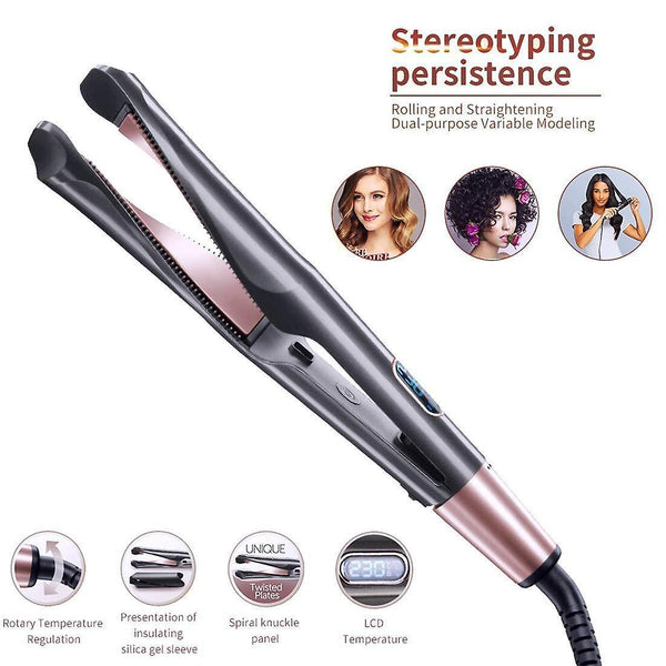 Hair Straightener And Curler 2 In 1 Twist Float Concave & Convex Titanium|Curling IronsWS19219