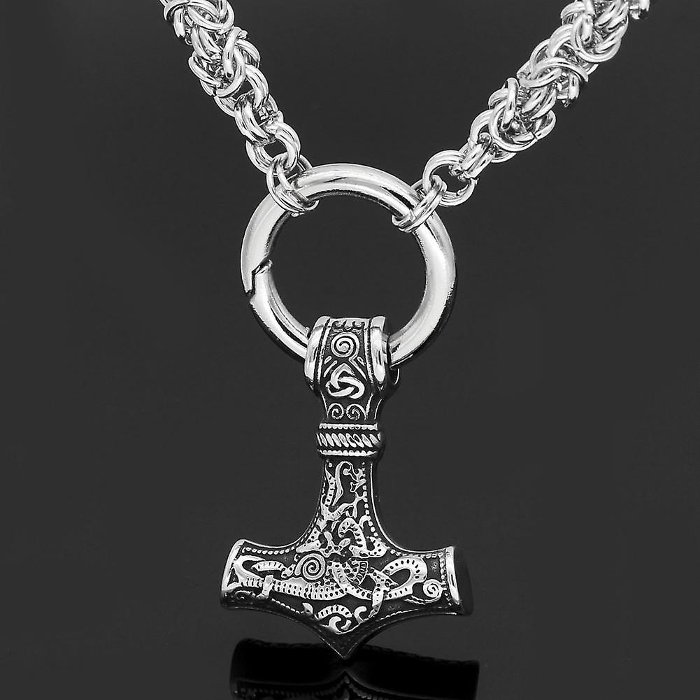 For Men stainless steel Wolf head norse viking amulet thor hammer pendant necklace viking king chain WS19376