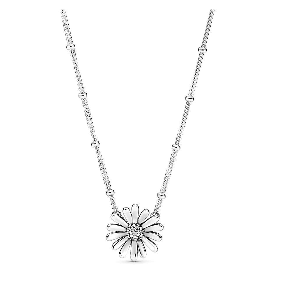 For 925 Sterling silver Daisy Flower Sparkling Honeycomb Hexagon Necklace Original(Daisy) WS19909