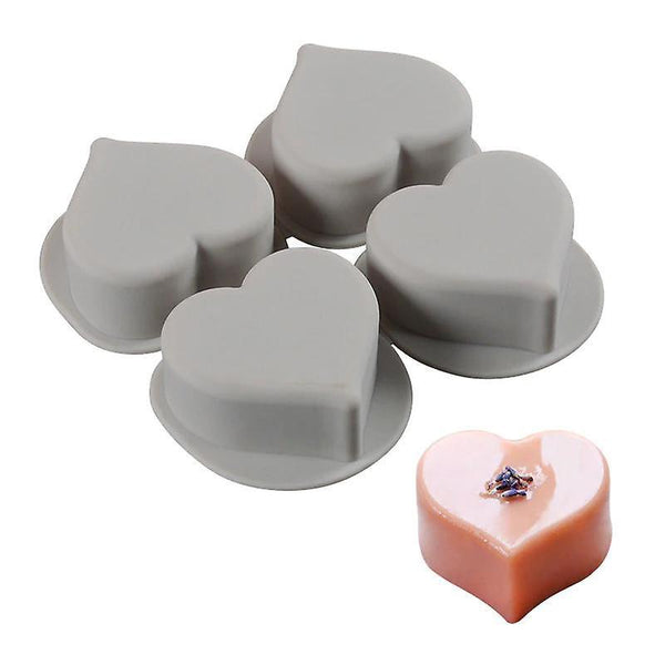 4Cavity Silicone Soap Molds heart Shape MoldWS20956