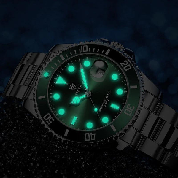 Casual Quartz Watch Men Elegant Green Waterproof Watch