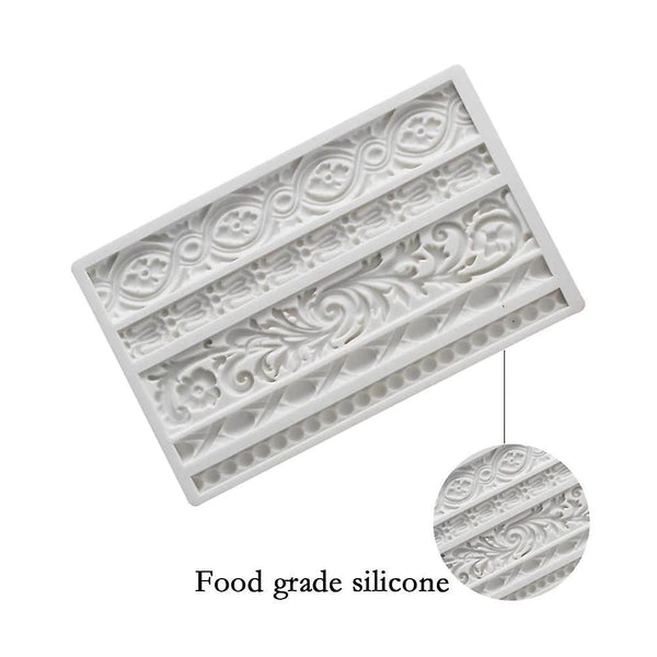 Baroque Scroll Relief Border Silicone Molds FlowerWS22382