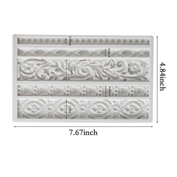 Baroque Scroll Relief Border Silicone Molds FlowerWS22382