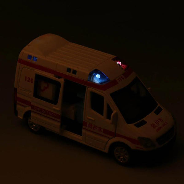 Diecast Model Ambulance Alloy Pull Back Cars ToysWS22388