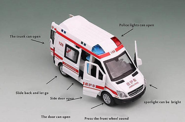 Diecast Model Ambulance Alloy Pull Back Cars ToysWS22388