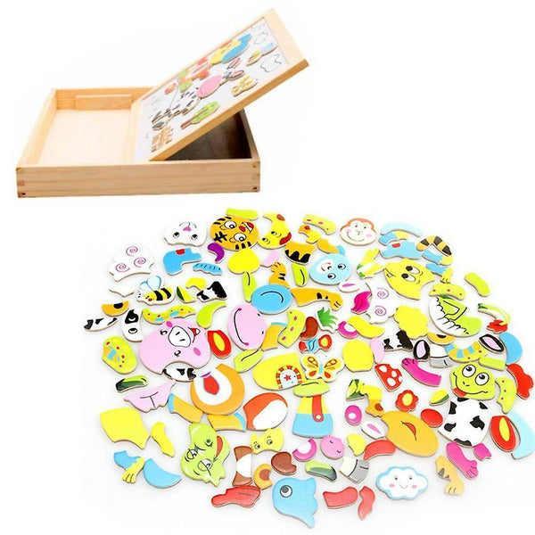 Wooden Double Side Sorting/Nesting/Stacking/Board Magnetic Puzzle Game Educational Stacking toysWS23354