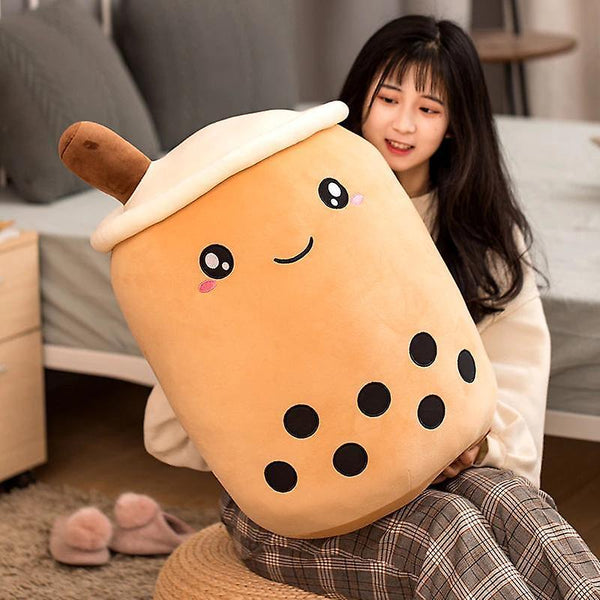 25cm Bubble Tea Plush Toy Milk Bubble Tea Plush Cup Shaped Pillow Stuffed Soft Back Cushion GiftWS24073