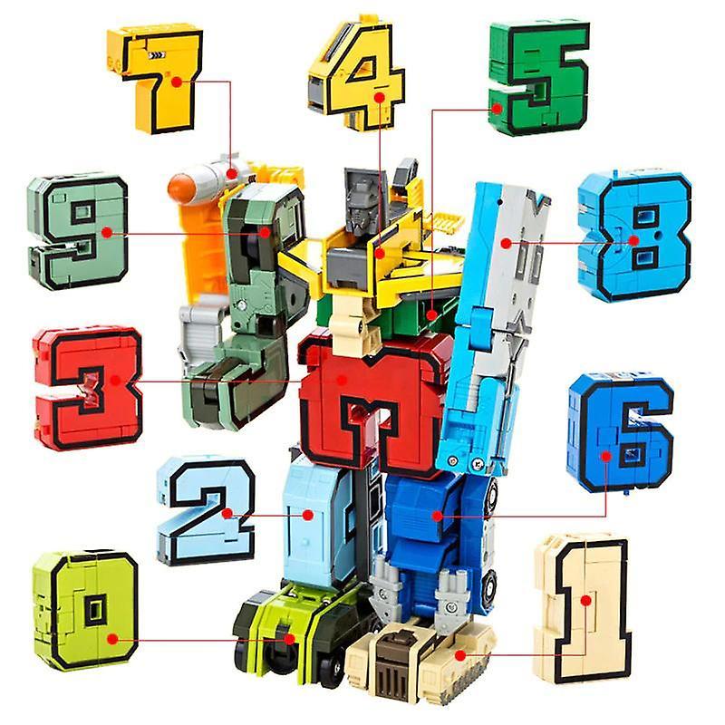 10Pcs Creative Assembling Educational Blocks Figure Number Transformation Robot|educational blockWS24666