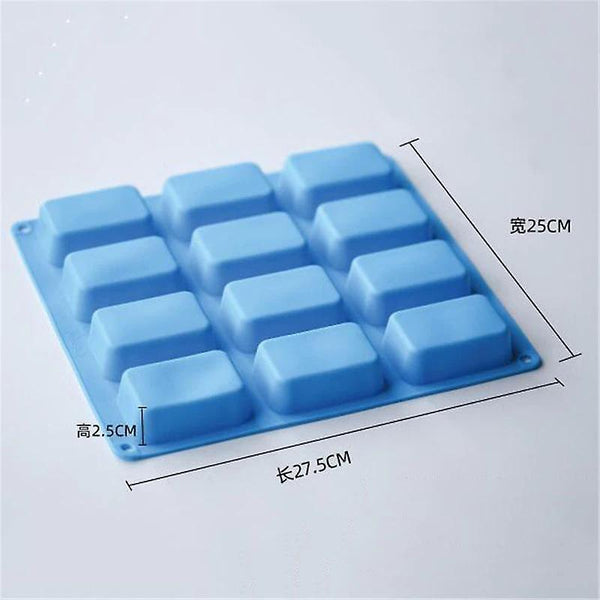 12 Cavity Rectangle Silicone Soap MoldsWS23475