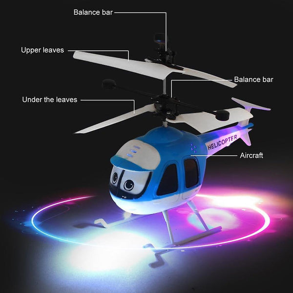 Mini Infrared Sensor Helicopter Aircraft 3D Micro Helicopter Toy Gift for Kids|RC Airplanes(Blue)WS23693