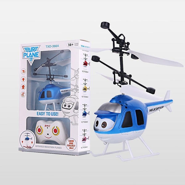 Mini Infrared Sensor Helicopter Aircraft 3D Micro Helicopter Toy Gift for Kids|RC Airplanes(Blue)WS23693