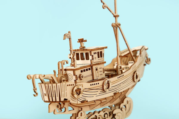 3D Wooden Puzzle Games Boat & Fishing Ship Model Toys For Birthday Gift|Model Building Tool SetsWS23633