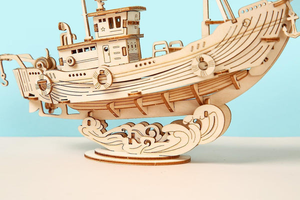 3D Wooden Puzzle Games Boat & Fishing Ship Model Toys For Birthday Gift|Model Building Tool SetsWS23633