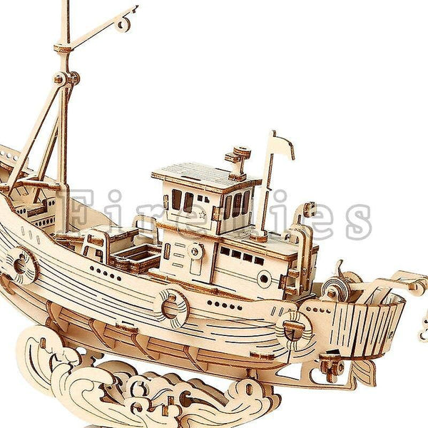 3D Wooden Puzzle Games Boat & Fishing Ship Model Toys For Birthday Gift|Model Building Tool SetsWS23633