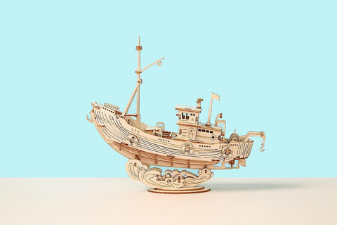 3D Wooden Puzzle Games Boat & Fishing Ship Model Toys For Birthday Gift|Model Building Tool SetsWS23633