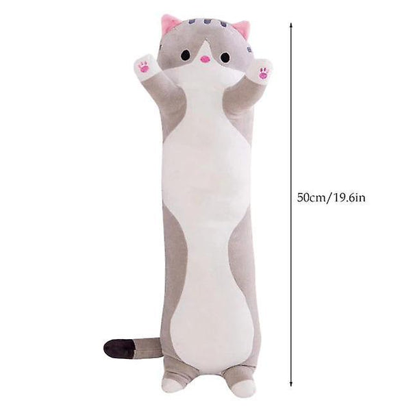 50cm Soft Long Cat Boyfriend Pillow Plush Toys Stuffed Pause Office Nap Sleep Pillow Cushion(Gray)WS25265