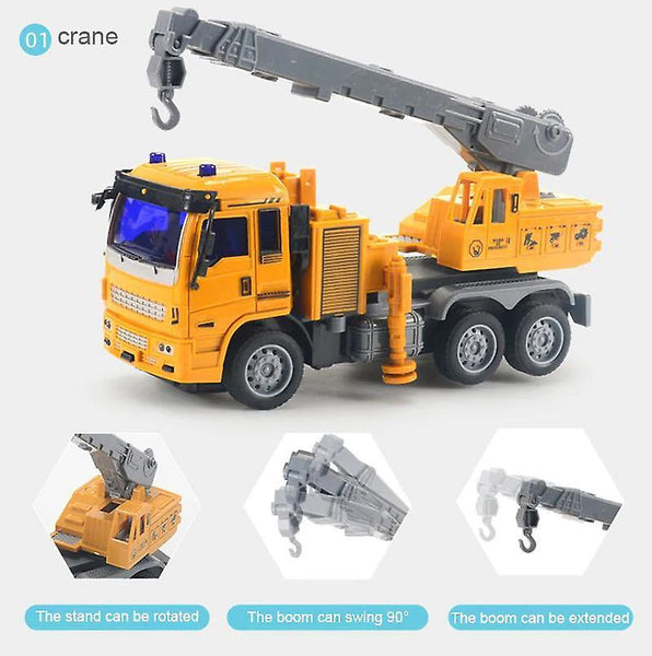 For RC Engineering Truck Mixing Crane Dump Car Model Children's Toys Birthday Christmas Gifts(Yellow) WS26441