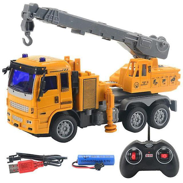 For RC Engineering Truck Mixing Crane Dump Car Model Children's Toys Birthday Christmas Gifts(Yellow) WS26441