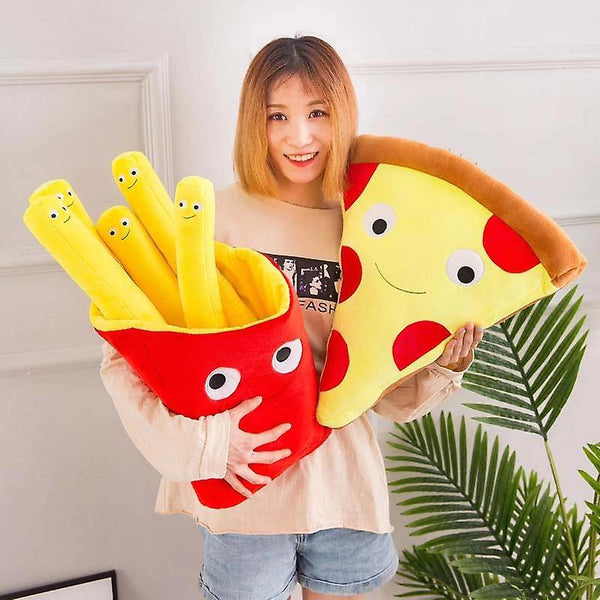 30cm Pizza Pillow Simulation Food Fries Pillow Pizza Plush Toys Kids Dolls Birthday GiftWS27575