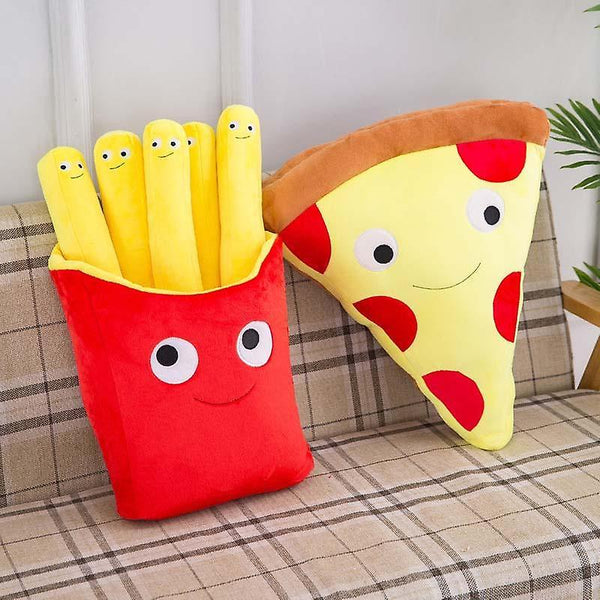 30cm Pizza Pillow Simulation Food Fries Pillow Pizza Plush Toys Kids Dolls Birthday GiftWS27575