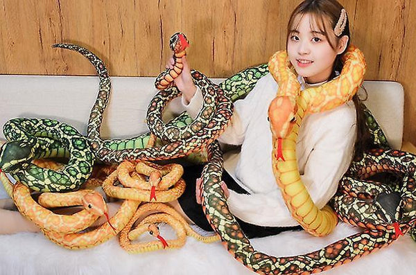 1.1 meters Lovely Simulation Snake Plush toys Giant Snake Cobra animals python Soft Stuffed（brown�WS27604