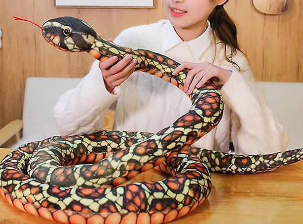 1.1 meters Lovely Simulation Snake Plush toys Giant Snake Cobra animals python Soft Stuffed（brown�WS27604