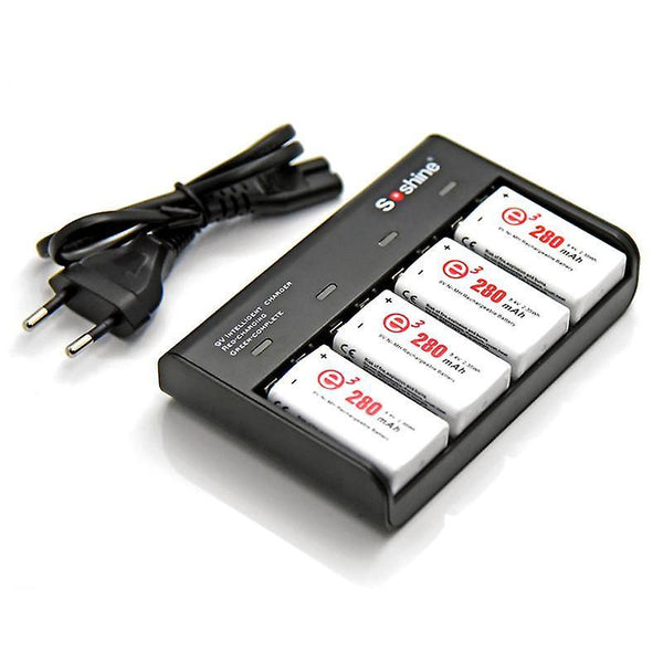 For Soshine V4 Smart LCD Display 4 Slot Lithium-ion LiFePO4 9V Rechargeable Battery Charger WS27942