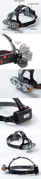 XANES 1800LM HeadLamp 18650 Battery 4 Modes DC Direct Charge Waterproof Outdoor Camping Hiking MotorWS29088