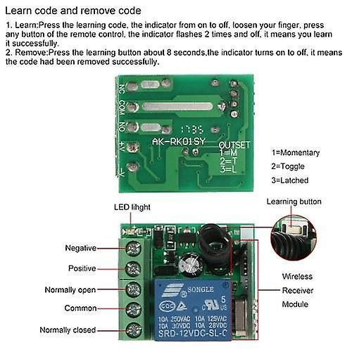 Smart Home 433Mhz DC 12V 1CH Wireless Remote SwitchWS29305