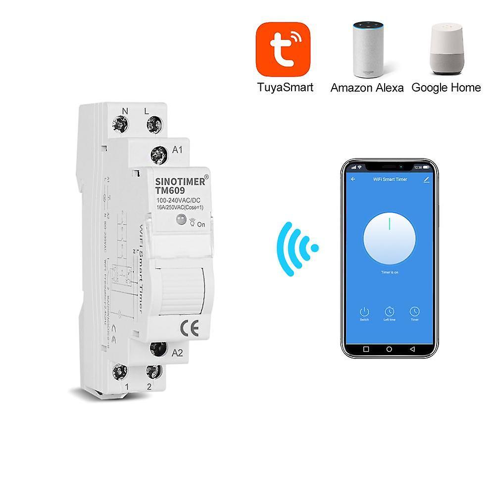 SINOTIMER TM609 Home Smart 18mm 1P WiFi Remote APP Control Circuit Breaker Timing Switch Staircase TWS29376