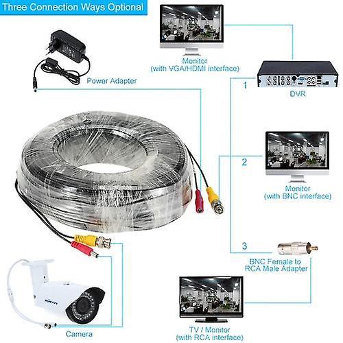 For 98ft(30m) BNC Video Power Siamese Cable for Surveillance Camera DVR Kit WS29407