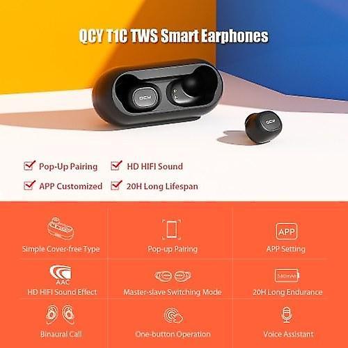 Stereo Earphone Global Version QCY T1C TWS Music Headsets Dual Mic Charging Box