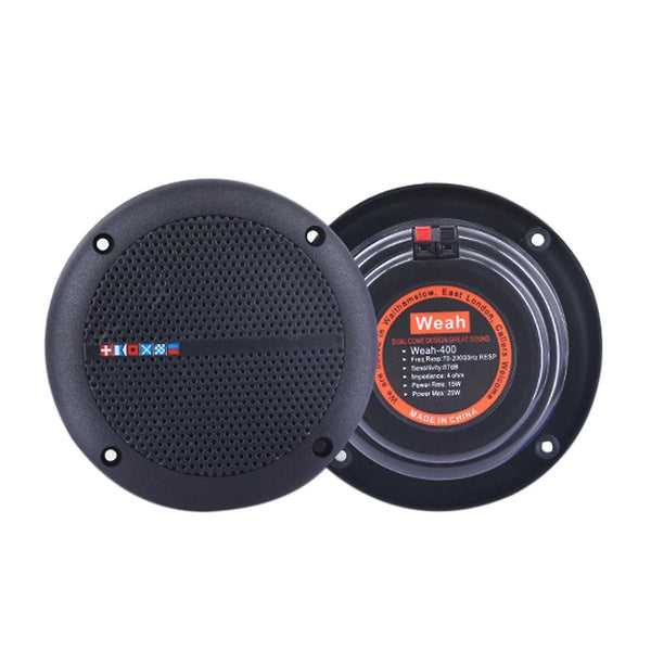 1 Pair Waterproof Marine Boat Ceiling Speaker Kitchen Bathroom Water Resistant BlackWS30456