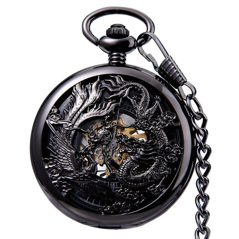 JIJIA JX024 Dragon And Phoenix with Beads Mechanical Watch Pocket WatchWS31087