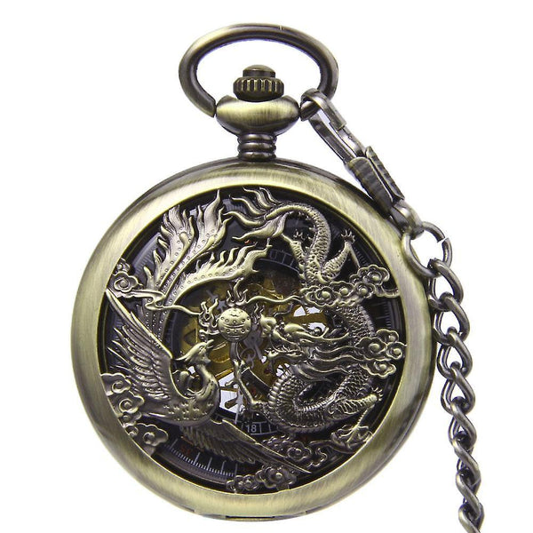 JIJIA JX024 Dragon And Phoenix with Beads Mechanical Watch Pocket WatchWS31087