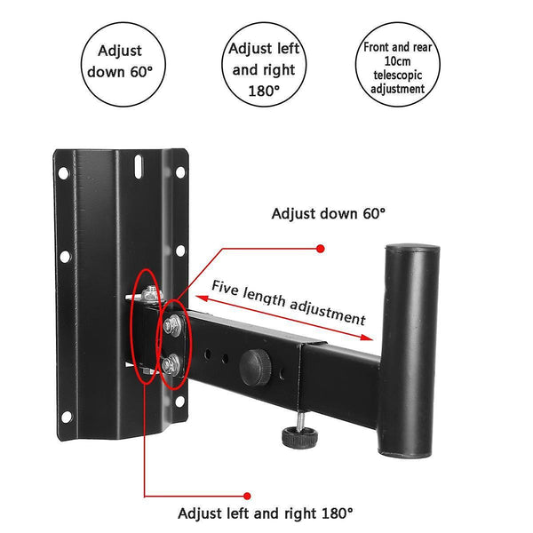 Universal Heavy Duty Steel 180 Degrees Swivel Adjustable Speaker Wall Bracket for Wall Hanging HomeWS32344