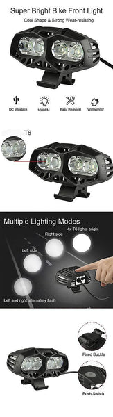 For XANES ML01 Waterproof Bike Front Light 4* T6 4 Modes Multipurpose Outdoor Sports Headlight WS32585