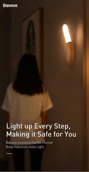 For Baseus Smart LED Night light PIR Intelligent Motion Sensor USB LED Lamp Rechargeable Bedroom Closet WS32954