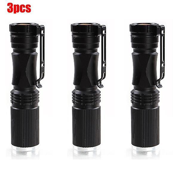 For 3pcs Meco XPE-Q5 600Lumen 7W Zoomable LED Flashlight Black For 1xAA 1.2V WS33133