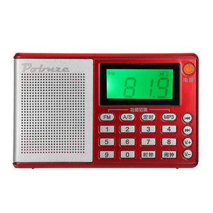 For Portable Pocket Radio FM AM SW Speaker TF Card LCD Digital Audio MP3 Music Player USB Clock Alarm WS33488