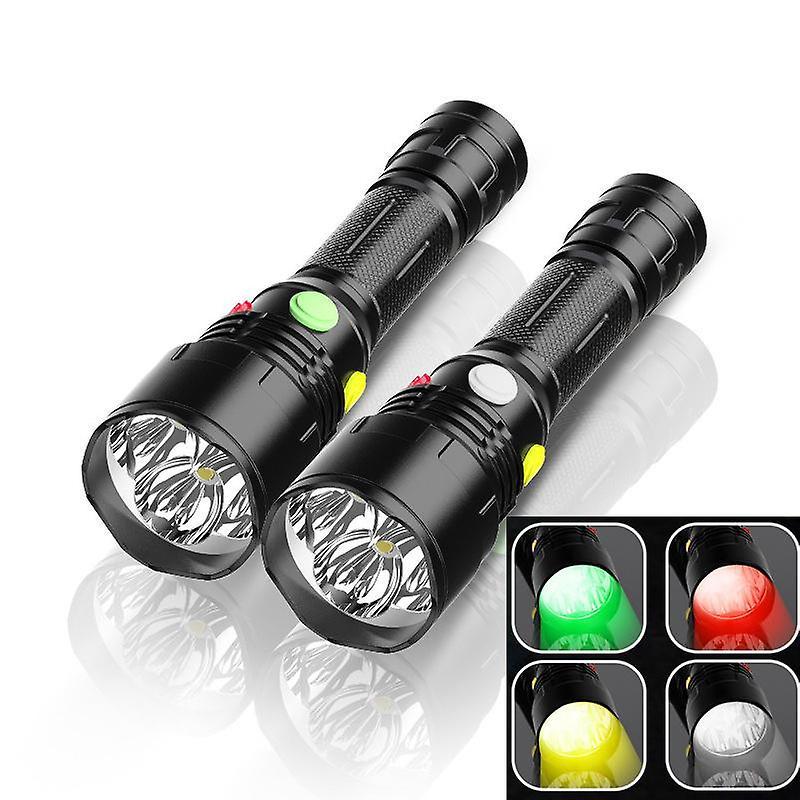 XANES 4Colors Light 9Modes LED Flashlight Railway Signal Lamp Flashlight Outdoor Multifunctional WatWS33614