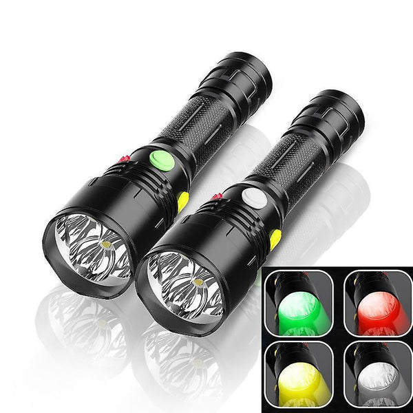 XANES 4Colors Light 9Modes LED Flashlight Railway Signal Lamp Flashlight Outdoor Multifunctional WatWS33614