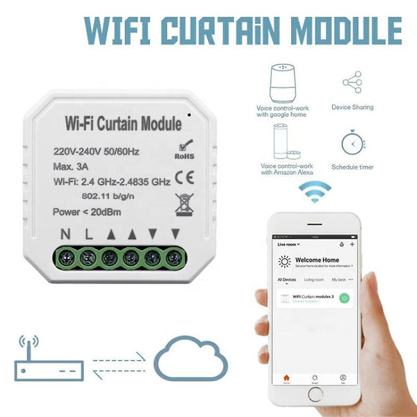 WiFi Smart Curtain Switch Module Roller Blinds Shutter Motor Smart Life Tuya APP Remote Control WorkWS33794