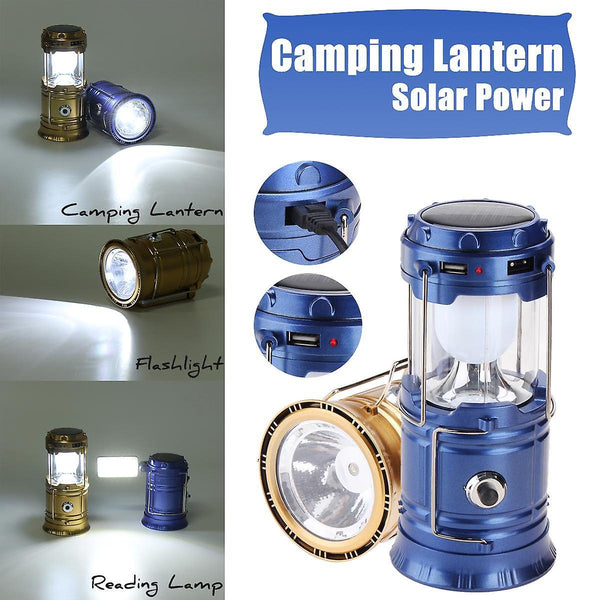 For 4 In 1 Camping Tent Solar Lantern USB Rechargeable LED Flashlight Torch Hand Lamp WS35700