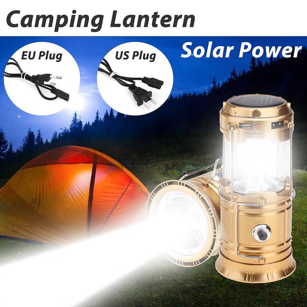 For 4 In 1 Camping Tent Solar Lantern USB Rechargeable LED Flashlight Torch Hand Lamp WS35700